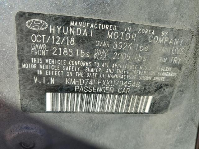 Photo 11 VIN: KMHD74LFXKU794548 - HYUNDAI ELANTRA 