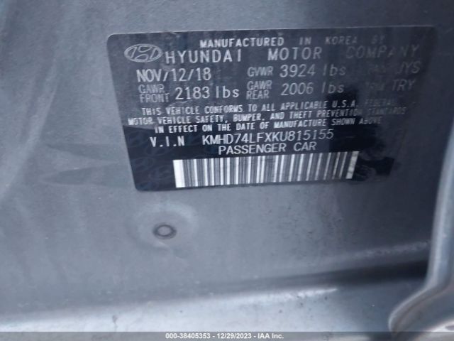 Photo 8 VIN: KMHD74LFXKU815155 - HYUNDAI ELANTRA 