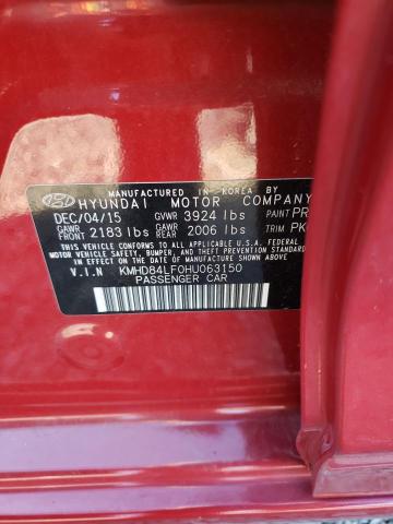 Photo 12 VIN: KMHD84LF0HU063150 - HYUNDAI ELANTRA 