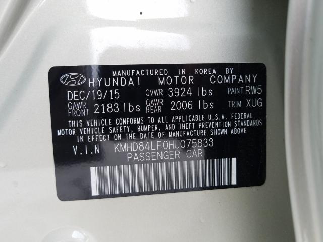 Photo 9 VIN: KMHD84LF0HU075833 - HYUNDAI ELANTRA SE 