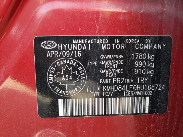 Photo 9 VIN: KMHD84LF0HU168724 - HYUNDAI ELANTRA SE 