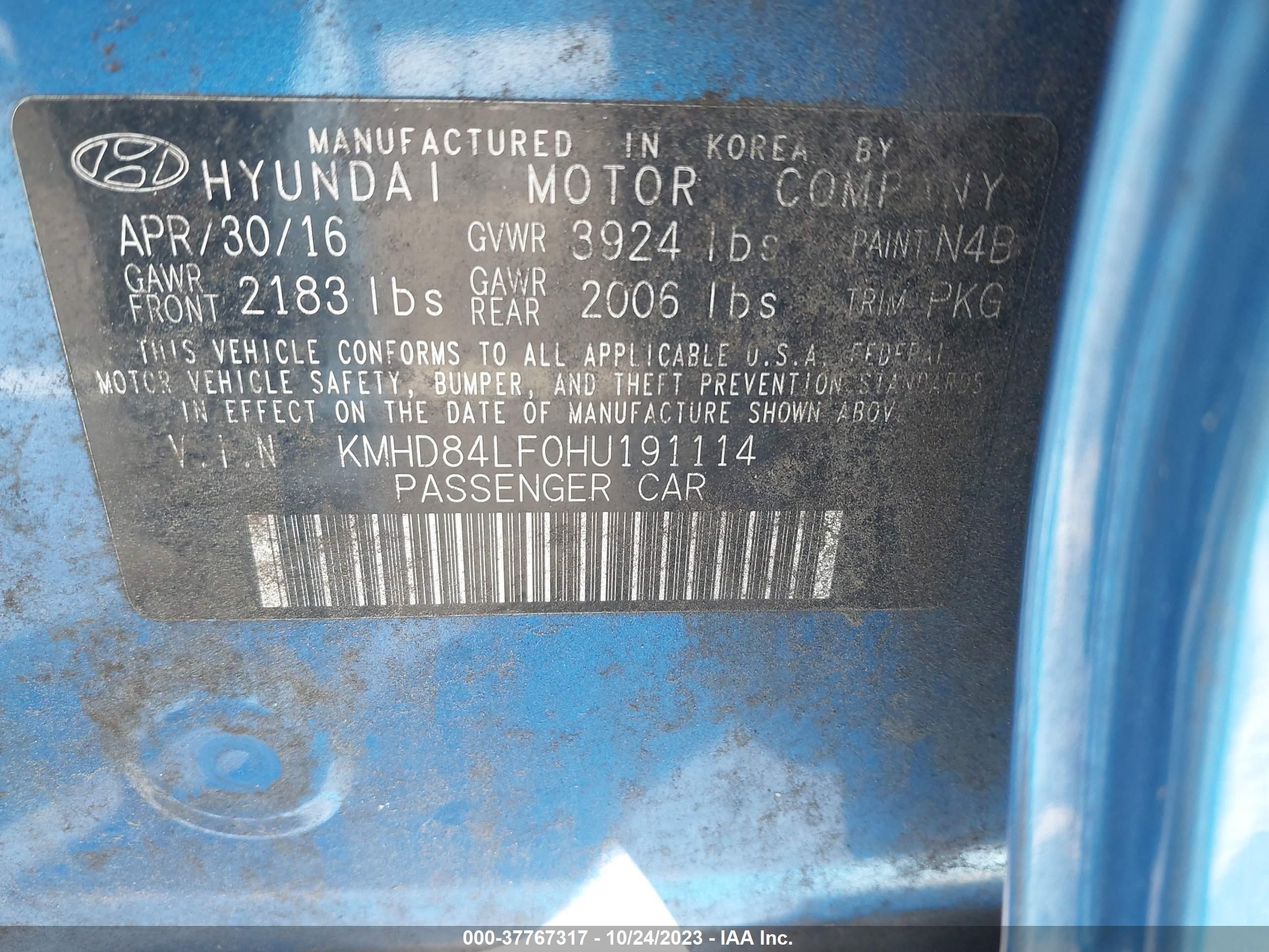 Photo 8 VIN: KMHD84LF0HU191114 - HYUNDAI ELANTRA 