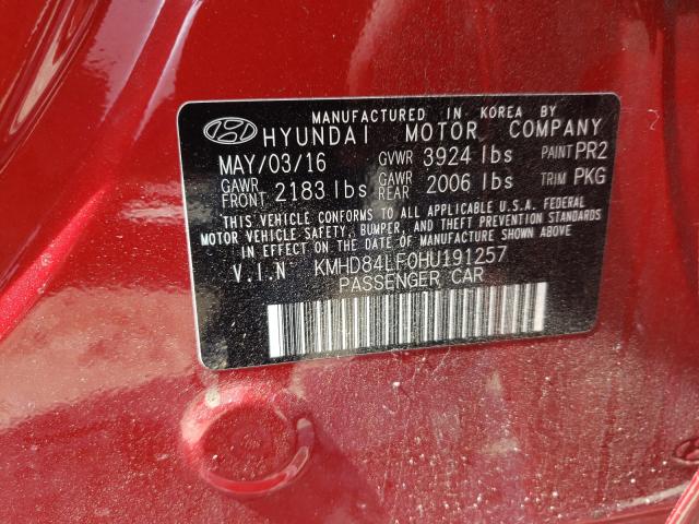 Photo 9 VIN: KMHD84LF0HU191257 - HYUNDAI ELANTRA SE 