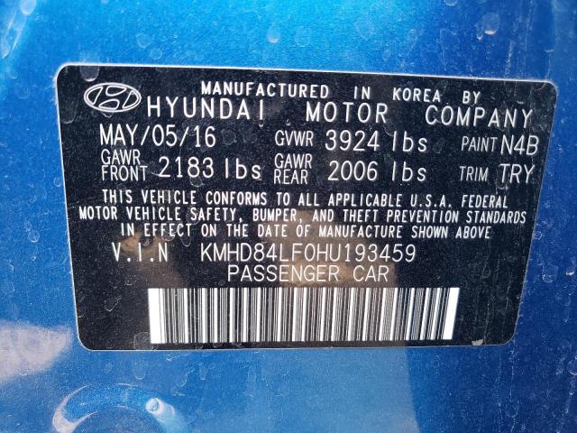 Photo 12 VIN: KMHD84LF0HU193459 - HYUNDAI ELANTRA SE 