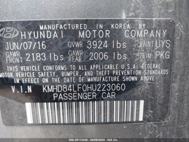 Photo 8 VIN: KMHD84LF0HU223060 - HYUNDAI ELANTRA 