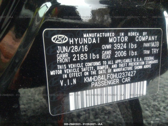 Photo 8 VIN: KMHD84LF0HU237427 - HYUNDAI ELANTRA 