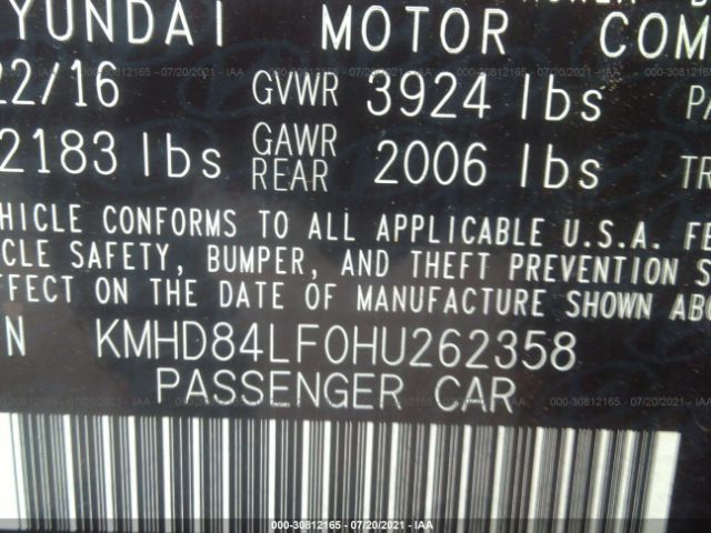 Photo 8 VIN: KMHD84LF0HU262358 - HYUNDAI ELANTRA 