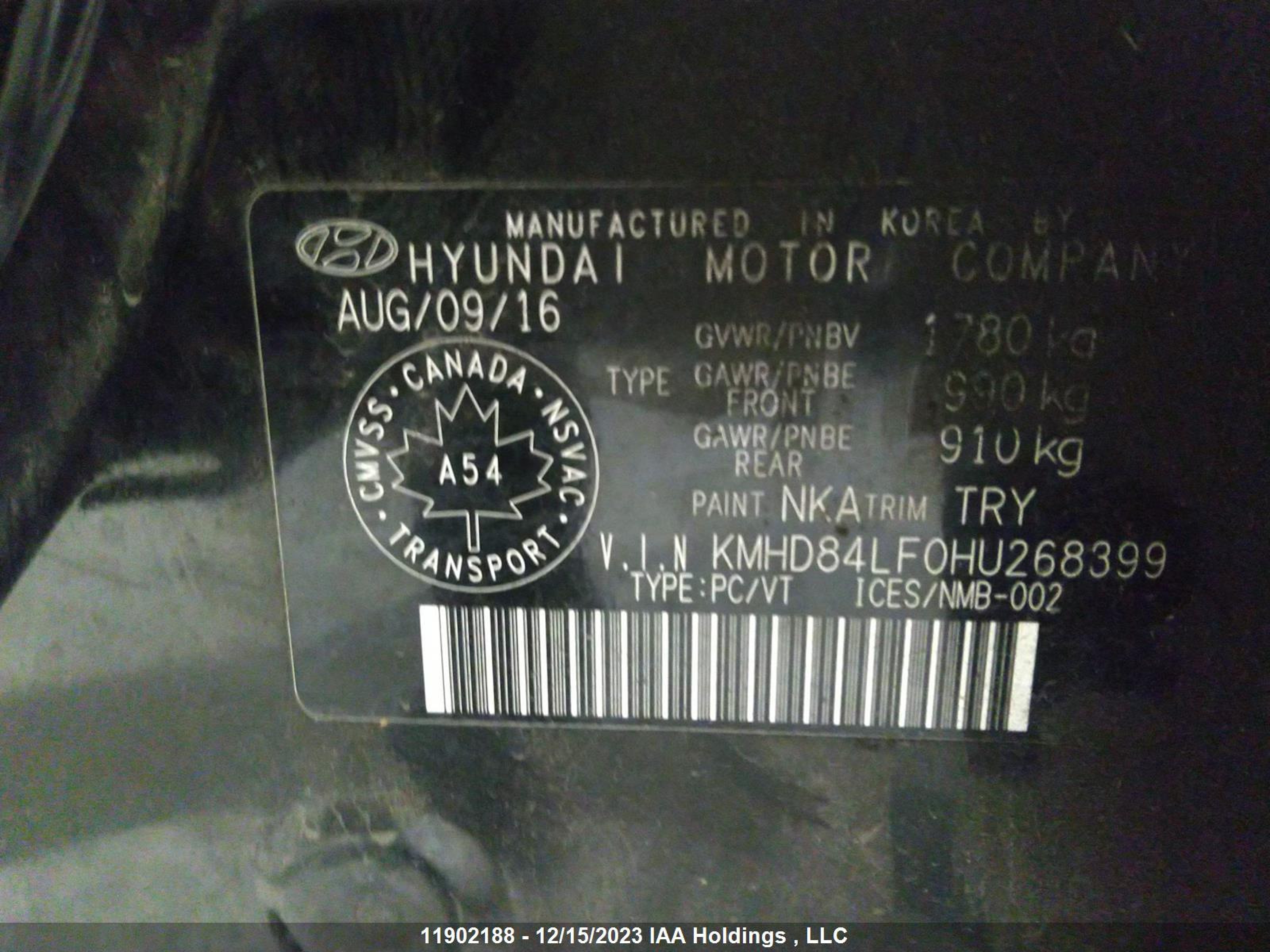 Photo 8 VIN: KMHD84LF0HU268399 - HYUNDAI ELANTRA 