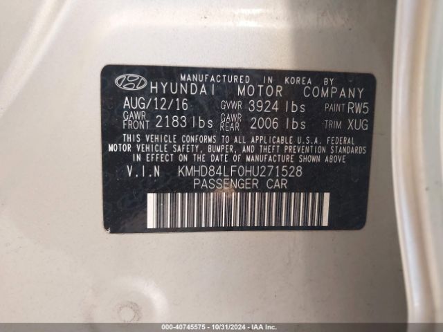 Photo 8 VIN: KMHD84LF0HU271528 - HYUNDAI ELANTRA 