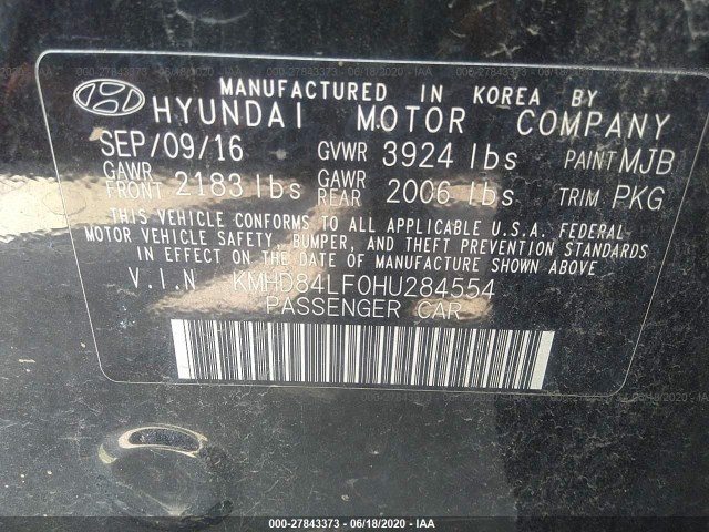 Photo 8 VIN: KMHD84LF0HU284554 - HYUNDAI ELANTRA 