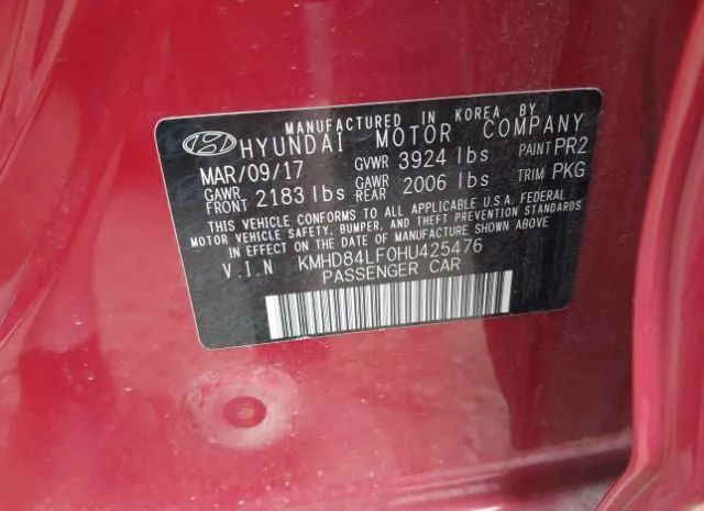 Photo 8 VIN: KMHD84LF0HU425476 - HYUNDAI ELANTRA 