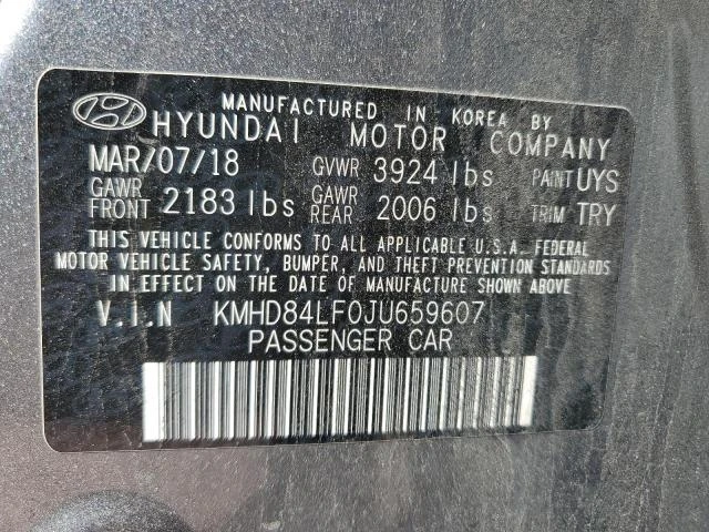 Photo 11 VIN: KMHD84LF0JU659607 - HYUNDAI ELANTRA SE 