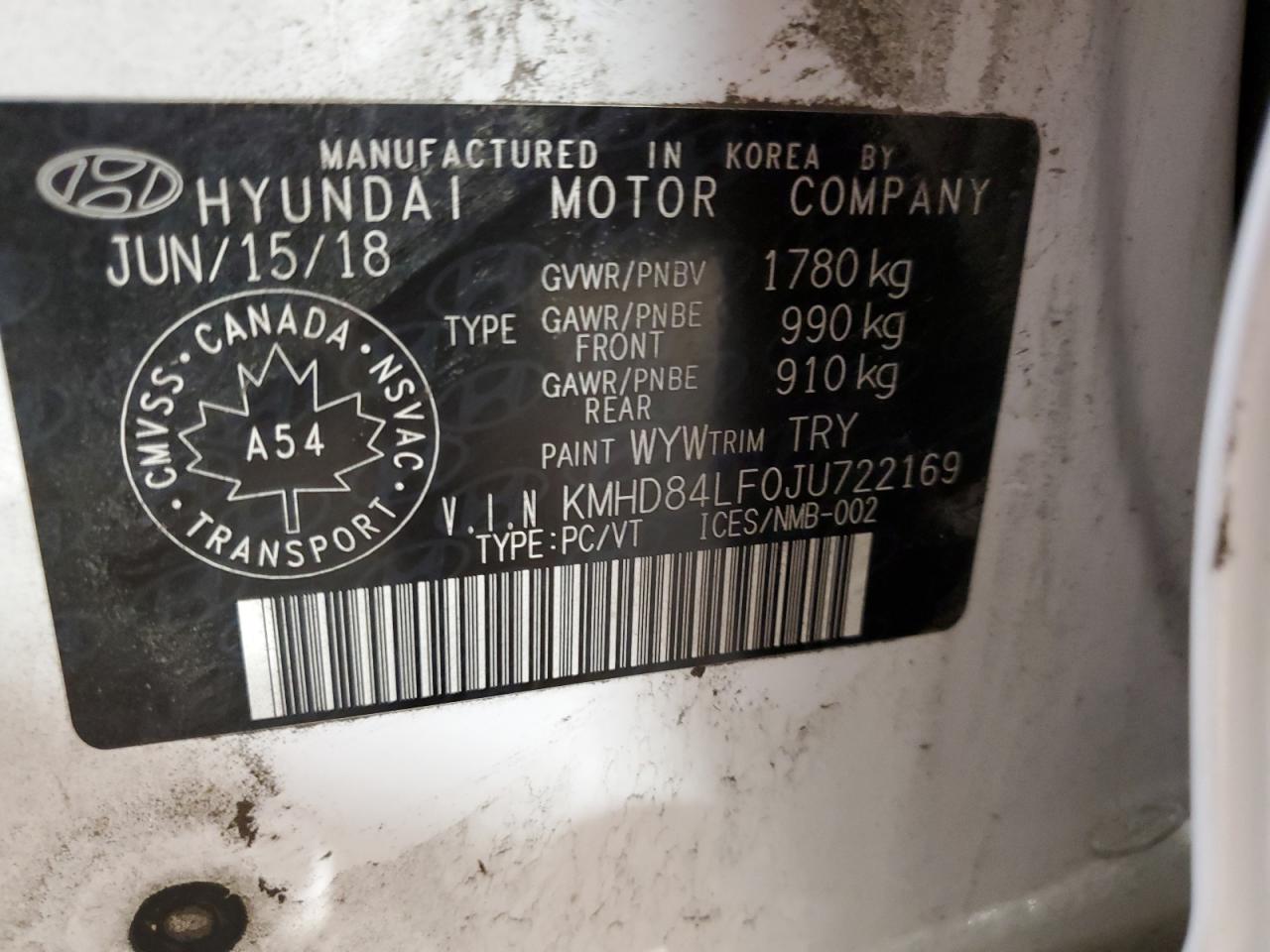 Photo 11 VIN: KMHD84LF0JU722169 - HYUNDAI ELANTRA 