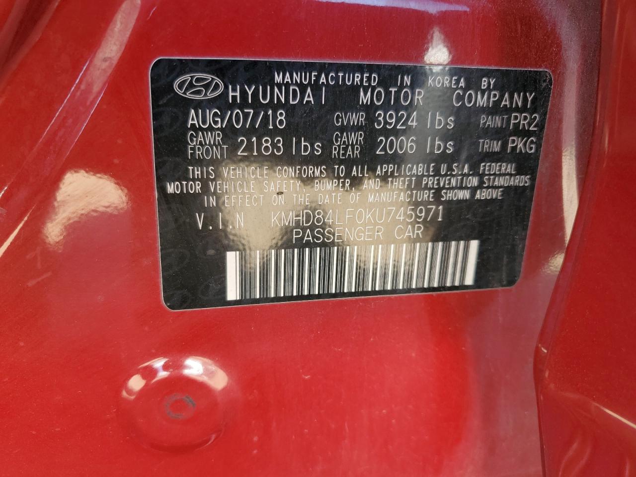 Photo 11 VIN: KMHD84LF0KU745971 - HYUNDAI ELANTRA 