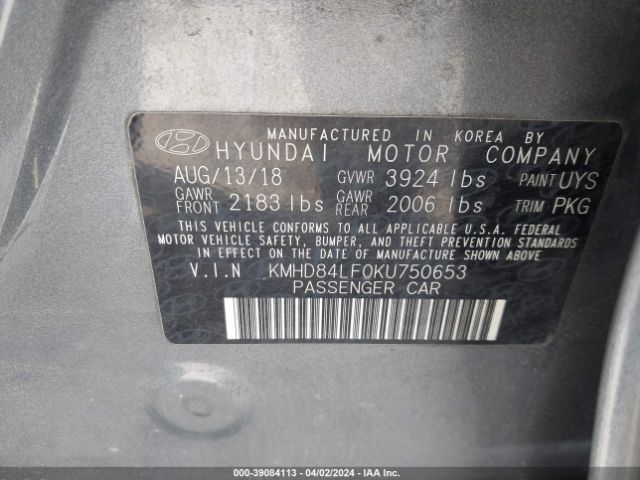 Photo 8 VIN: KMHD84LF0KU750653 - HYUNDAI ELANTRA 