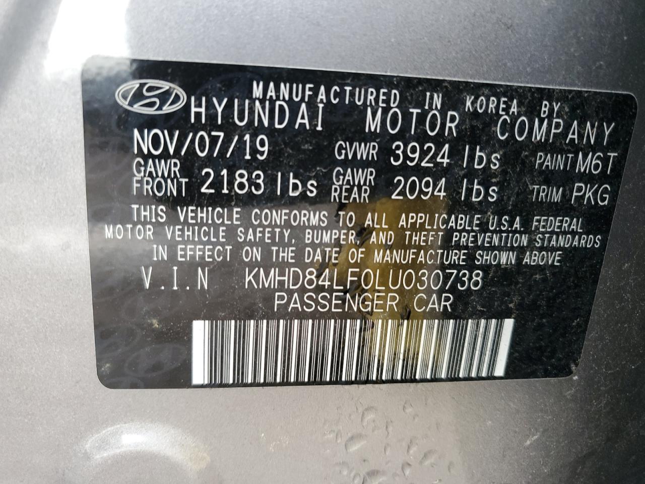 Photo 11 VIN: KMHD84LF0LU030738 - HYUNDAI ELANTRA 