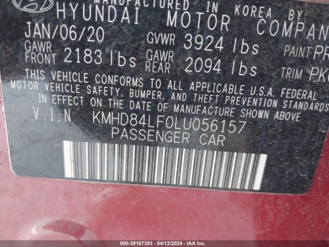 Photo 8 VIN: KMHD84LF0LU056157 - HYUNDAI ELANTRA 