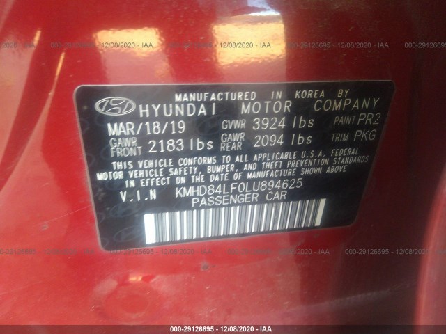 Photo 8 VIN: KMHD84LF0LU894625 - HYUNDAI ELANTRA 