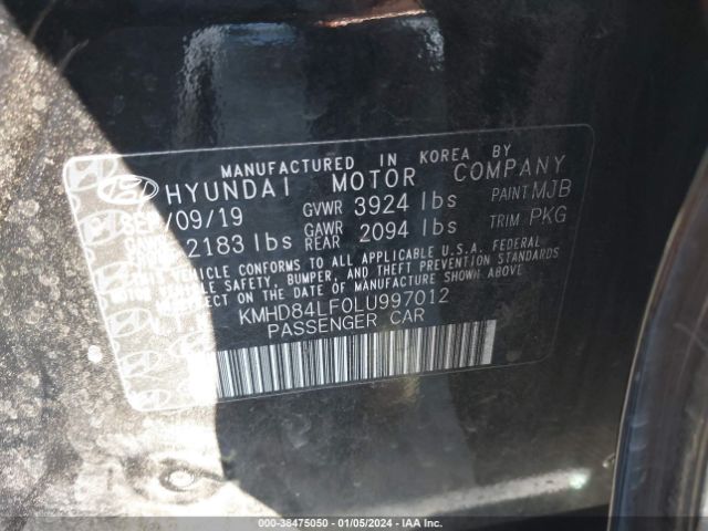 Photo 8 VIN: KMHD84LF0LU997012 - HYUNDAI ELANTRA 