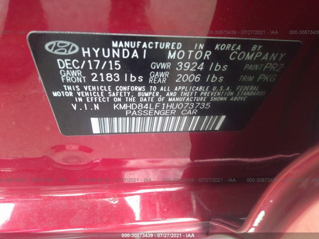 Photo 8 VIN: KMHD84LF1HU073735 - HYUNDAI ELANTRA 