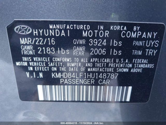 Photo 8 VIN: KMHD84LF1HU148787 - HYUNDAI ELANTRA 