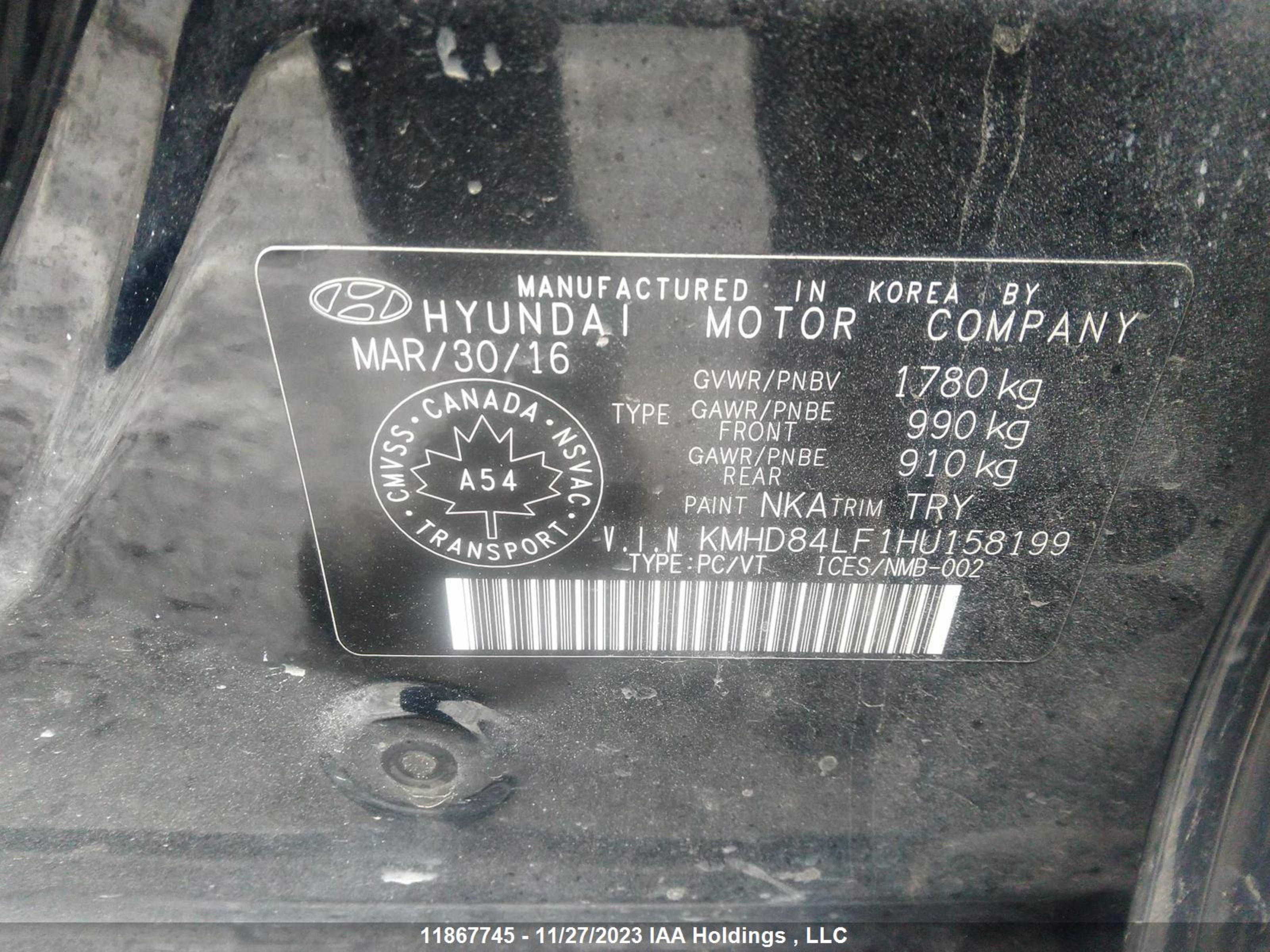 Photo 8 VIN: KMHD84LF1HU158199 - HYUNDAI ELANTRA 