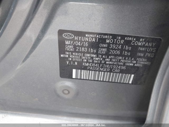 Photo 8 VIN: KMHD84LF1HU192496 - HYUNDAI ELANTRA 