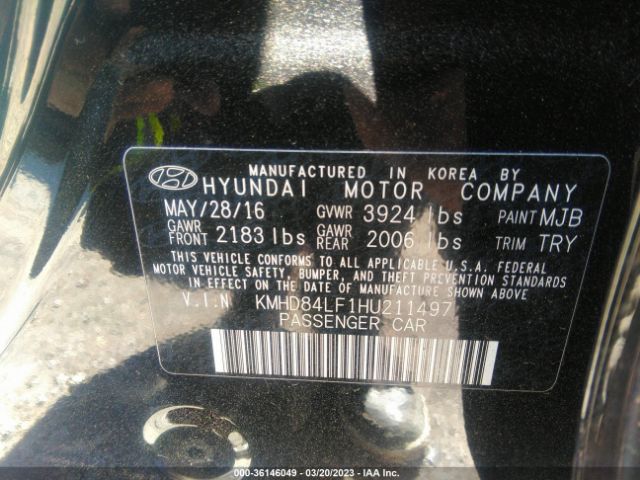 Photo 8 VIN: KMHD84LF1HU211497 - HYUNDAI ELANTRA 