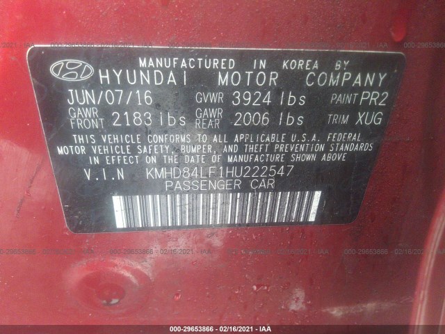 Photo 8 VIN: KMHD84LF1HU222547 - HYUNDAI ELANTRA 