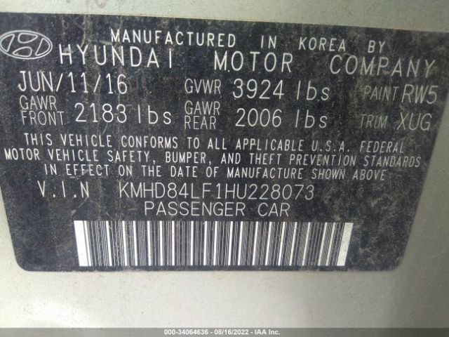 Photo 8 VIN: KMHD84LF1HU228073 - HYUNDAI ELANTRA 