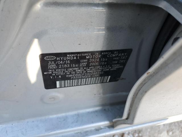 Photo 11 VIN: KMHD84LF1HU248193 - HYUNDAI ELANTRA SE 