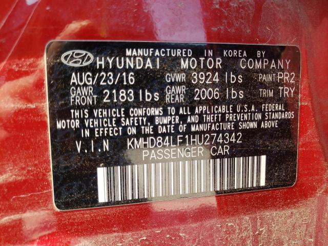 Photo 9 VIN: KMHD84LF1HU274342 - HYUNDAI ELANTRA SE 