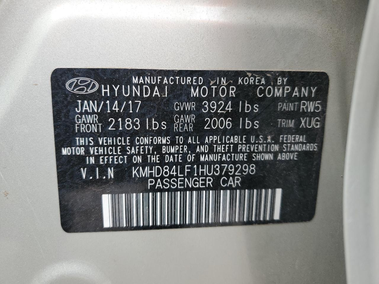 Photo 11 VIN: KMHD84LF1HU379298 - HYUNDAI ELANTRA 