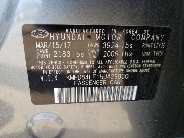 Photo 9 VIN: KMHD84LF1HU429830 - HYUNDAI ELANTRA SE 