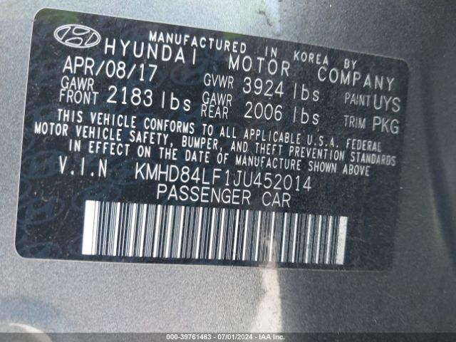 Photo 8 VIN: KMHD84LF1JU452014 - HYUNDAI ELANTRA 