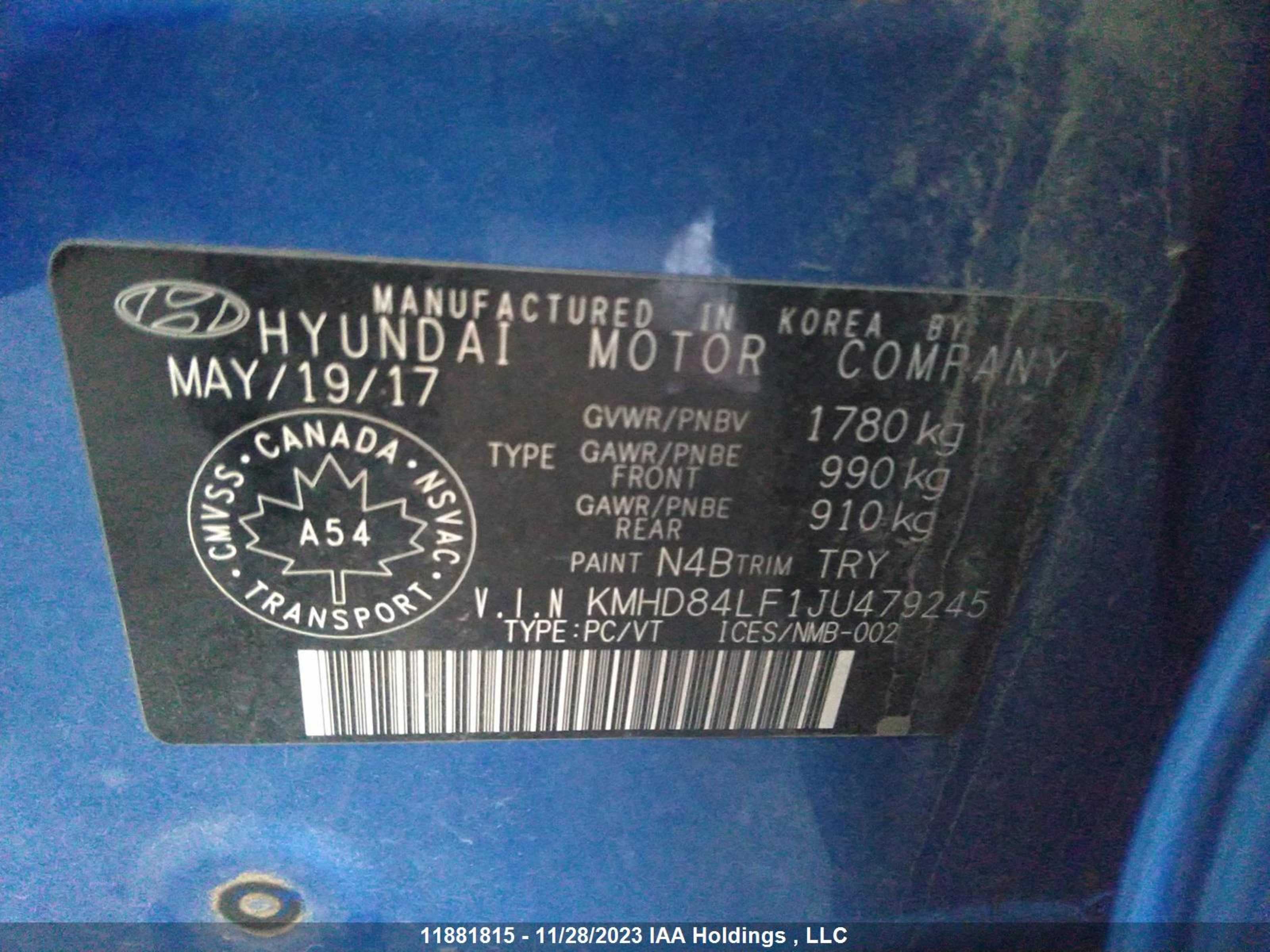 Photo 8 VIN: KMHD84LF1JU479245 - HYUNDAI ELANTRA 