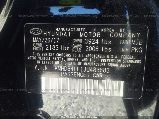 Photo 8 VIN: KMHD84LF1JU483683 - HYUNDAI ELANTRA 