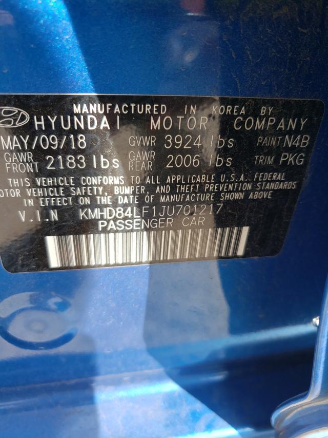 Photo 9 VIN: KMHD84LF1JU701217 - HYUNDAI ELANTRA SE 