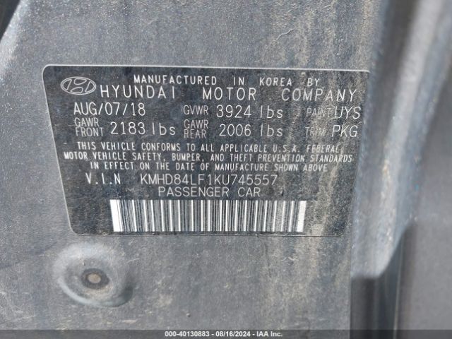 Photo 8 VIN: KMHD84LF1KU745557 - HYUNDAI ELANTRA 