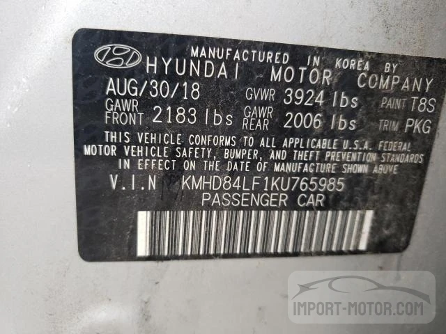 Photo 11 VIN: KMHD84LF1KU765985 - HYUNDAI ELANTRA 