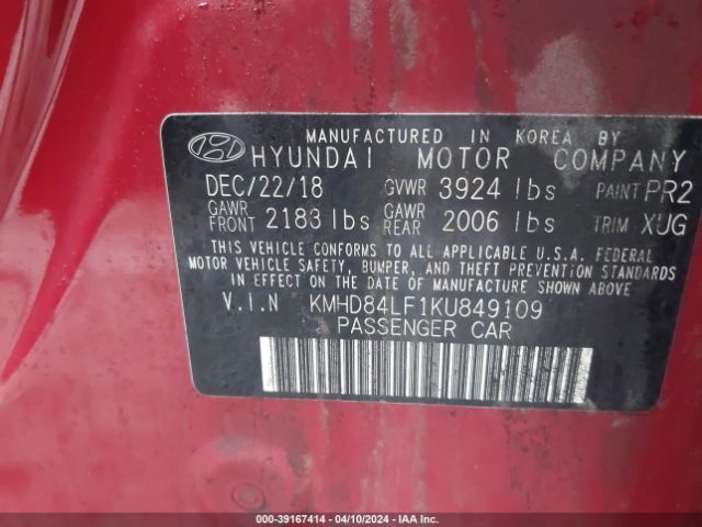 Photo 8 VIN: KMHD84LF1KU849109 - HYUNDAI ELANTRA 