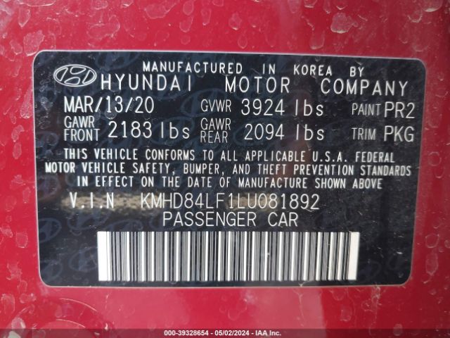 Photo 8 VIN: KMHD84LF1LU081892 - HYUNDAI ELANTRA 