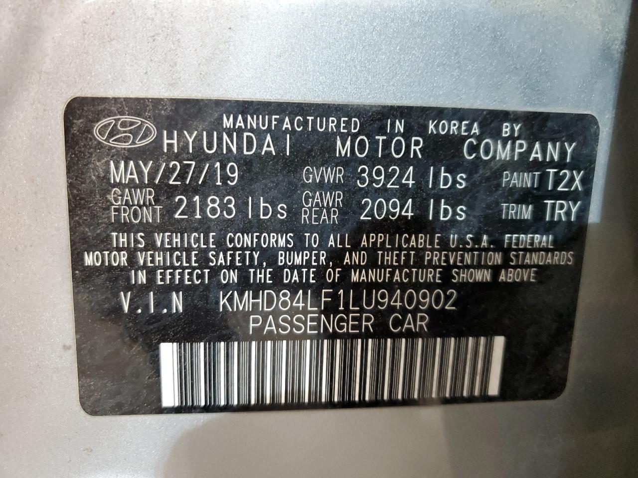 Photo 11 VIN: KMHD84LF1LU940902 - HYUNDAI ELANTRA SE 