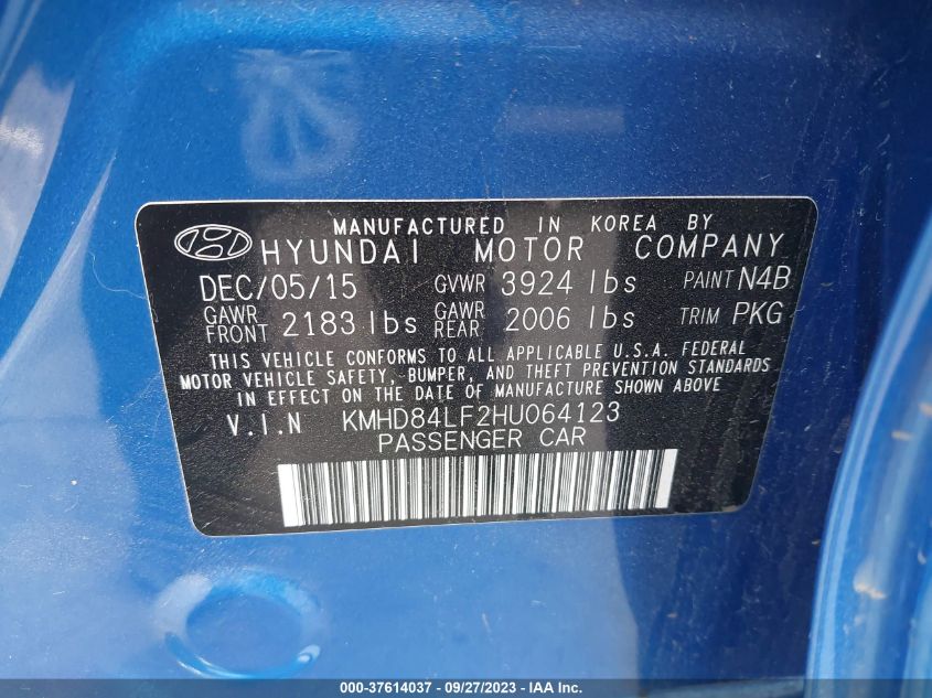 Photo 8 VIN: KMHD84LF2HU064123 - HYUNDAI ELANTRA 