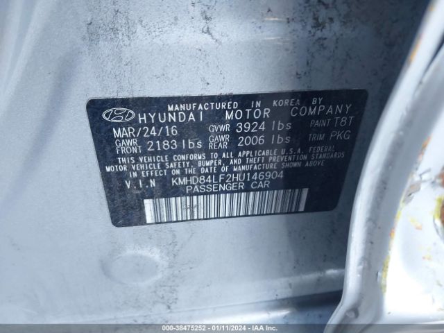 Photo 8 VIN: KMHD84LF2HU146904 - HYUNDAI ELANTRA 