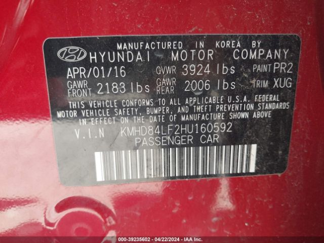 Photo 8 VIN: KMHD84LF2HU160592 - HYUNDAI ELANTRA 