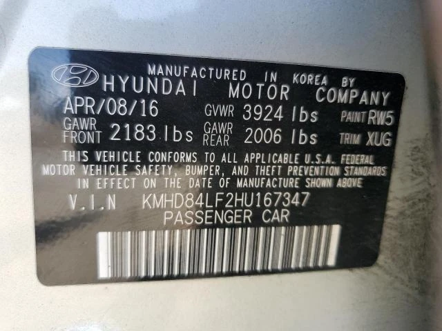 Photo 12 VIN: KMHD84LF2HU167347 - HYUNDAI ELANTRA SE 