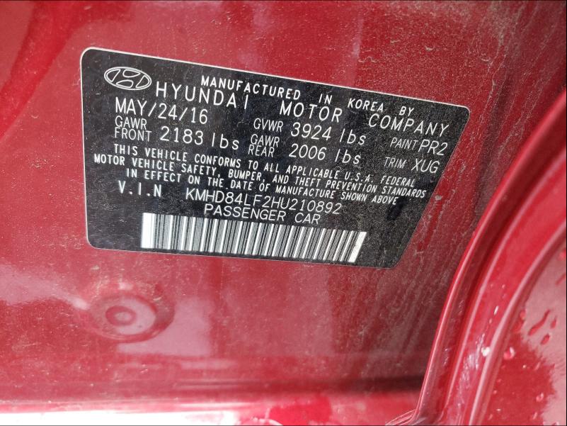 Photo 9 VIN: KMHD84LF2HU210892 - HYUNDAI ELANTRA SE 