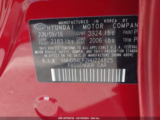 Photo 8 VIN: KMHD84LF2HU224825 - HYUNDAI ELANTRA 