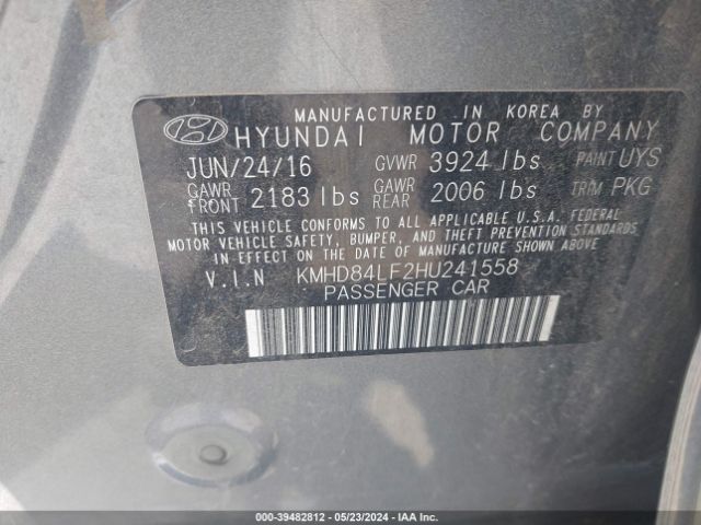 Photo 8 VIN: KMHD84LF2HU241558 - HYUNDAI ELANTRA 